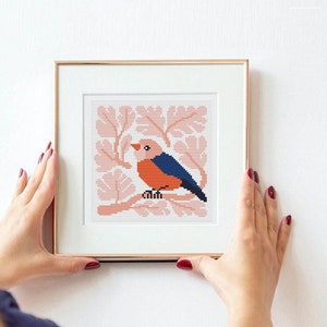 Winter bird cross stitch PDF, Christmas Modern Cross Stitch Pattern Holiday cross stitch, easy chart, Xmas needlepoint, Christmas Decoration