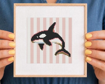 Whale Cross Stitch Pattern Pdf Download Instant Digital Orca Chart Small Counted Animals Nautical Ocean Design