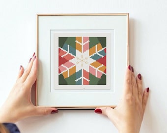 Modern Snowflake Cross Stitch Pattern: Christmas Ornament (PDF)