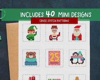 SUPER PACK! Christmas Cross Stitch Pattern, mini cross stitch, Merry Christmas Cross Stitch Pattern, Cross Stitch Chart, small  Cross Stitch