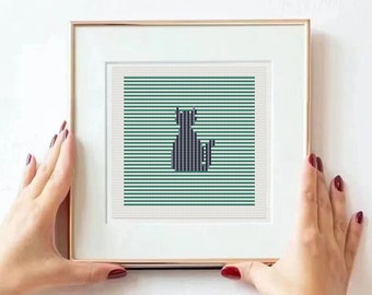 Cat cross stitch pattern, optical illusion, pdf chart, at Abstract, Modern x-stitch Pattern, Cross Stitch Chart, Kitten Lover Gift Pattern,