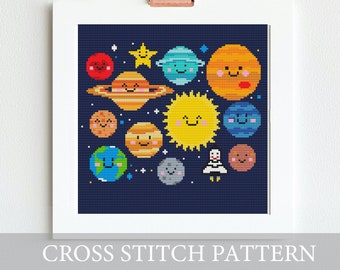 Solar system  Cross Stitch Pattern, Universe cross stitch,Space cross stitch, Galaxy, Embroidery pattern, Punto de cruz, xstitch for kids