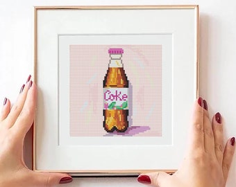 Pink Soda Coke-kruissteekpatroon: girly muurdecor (pdf-patroon)