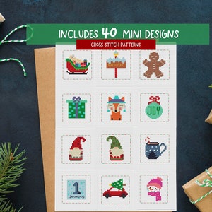 Mini Christmas cross stitch pattern PDF, SUPER BUNDLE, Ornaments Holiday Designs 2Inch, christmas embroidery, Digital patterns, gifts, santa