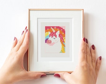 Modern cross stitch pattern "Tiny unicorn".  Miniature art cross stitch. Mini unicorn, mini cross stitch, tiny unicorn, mini gift, pdf chart