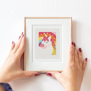 Modern cross stitch pattern &quot;Tiny unicorn&quot;.  Miniature art cross stitch. Mini unicorn, mini cross stitch, tiny unicorn, mini gift, pdf chart