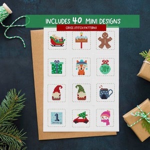 Mini schema punto croce di Natale PDF, SUPER BUNDLE, Ornaments Holiday Designs 2 pollici, ricamo natalizio, schemi digitali, regali, Babbo Natale