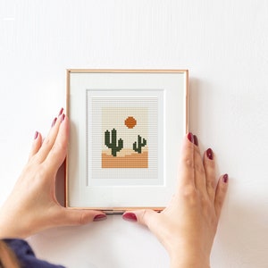 Mini schema punto croce Cactus Sampler punto croce Deserto Schema punto croce moderno Schema punto croce facile PDF, piccolo schema download immediato