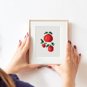 Modern cross stitch apples, mini art, apple Cross Stitch Pattern, Cottagecore Pattern, apple Embroidery Pattern,Simple Cross Stitch, tiny
