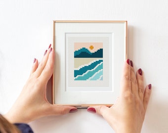 Mini Sea, sea Cross Stitch, cross stitch Pattern PDF, Ocean Cross Stitch Pattern, Waves Cross Stitch Pattern, Coastal Cross Stitch, gift