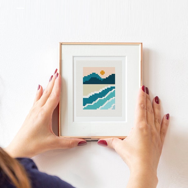 Mini Sea, sea Cross Stitch, cross stitch Pattern PDF, Ocean Cross Stitch Pattern, Waves Cross Stitch Pattern, Coastal Cross Stitch, gift