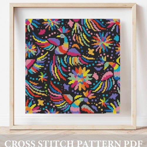 Mexican Cross Stitch Pattern Mexican Patterns Square Cross - Etsy