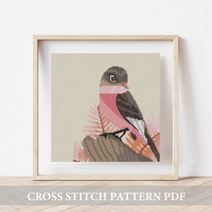 Patrón punto de cruz pájaro, Gráfico de puntos de pájaro, bordado de pájaros, Punto de cruz de animales, Punto de cruz contado naturaleza, descarga pdf, punto de cruz