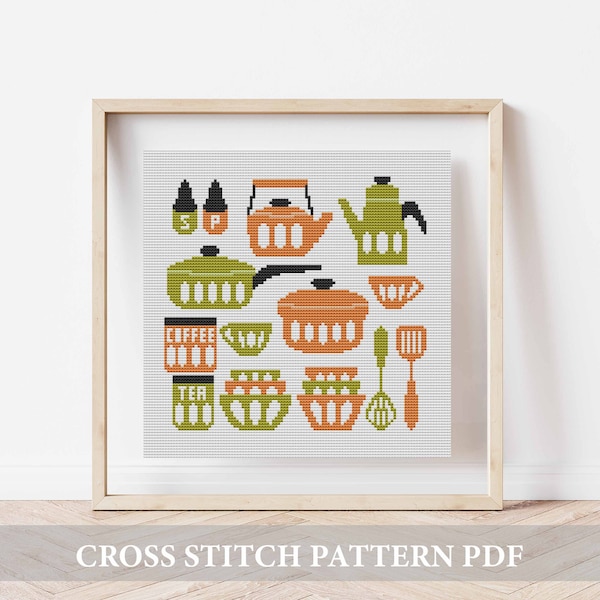 Kitchen cross stitch pattern,Kitcheb decor,Modern Kitchen embroidery,Cross Stitch Pattern,House cross stitch decor,Hand embroidery hoop art