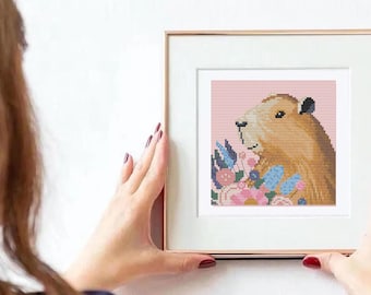 Capybara Cross Stitch Pattern: Easy Beginner stitching  (PDF Pattern) modern counted chart