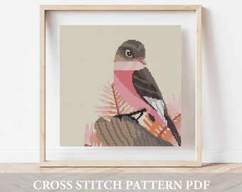 Bird cross stitch pattern, Bird stitch chart, bird embroidery, Animal cross stitch, Nature counted cross stitch, pdf download, square stitch