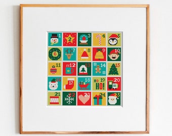 Christmas Advent Calendar, Cross stitch patterns, PDF patterns,  Christmas Advent Sampler, Winter Advent Calendar pdf, christmas decor, kids