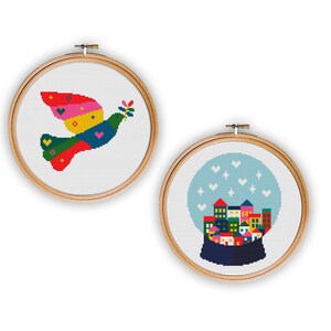 Christmas cross stitch pattern PDF, Modern cross stitch pattern, Snowball,Merry christmas decoration DIY, Christmas tree home decor PDf