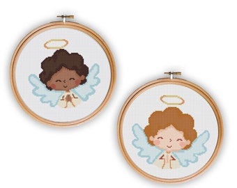 Baptism Christening Cross Stitch Pattern PDF Download, baptism cross stitch, baby gift cross stitch, angels cross stitch, baptism embroidery