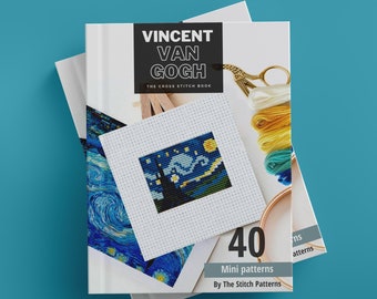 Vincent van Gogh Mini Masterpieces, Tiny cross stitch Patterns, 40 Cool Projects, Cross Stitch Book, The stitch patterns, Pdf EBOOK, gift