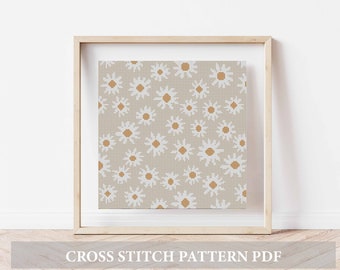 Flowers Cross Stitch, Floral Cross Stitch Pattern, Modern Cross Stitch, spring cross stitch pattern, Needlepoint Chart, Beginner Embroidery
