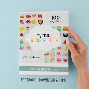 IL MIO PRIMO EBOOK di punto croce, schema per principianti di punto croce, regalo per bambini, età 6-7+, regalo creativo per bambini, ebook stampabile, artigianato per bambini