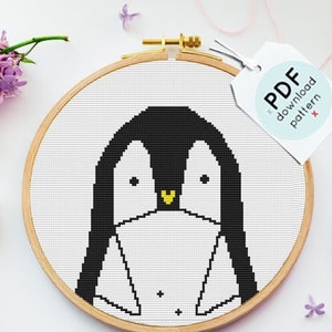 Cross stitch pattern,GEOMETRIC PENGUIN, Cross stitch pattern PDF, baby cross stitch pattern, Geometric cross stitch, Easy cross stitch pdf