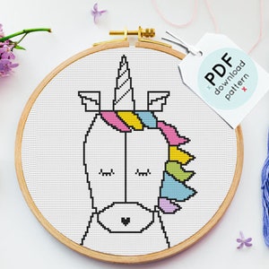 Unicorn Cross Stitch Pattern,Geometric Unicorn, Counted Cross Stitch, DCM cross stitch,Animal Modern Home Decor, PDF Instant Download,Xtitch