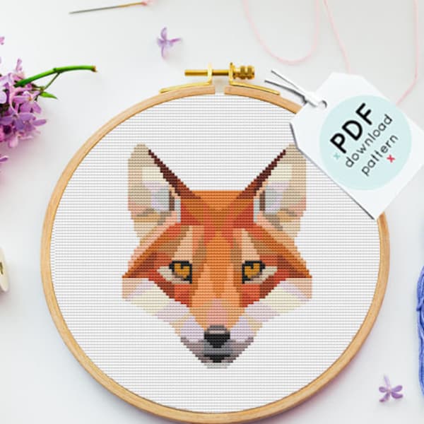 Modern fox cross stitch chart