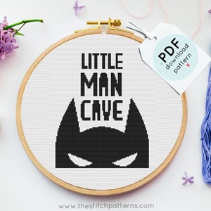 Superheld kruissteekpatroon, Little Man Cave kruissteek, Marvel Cross Stitch, getelde kruissteektabel, pdf-formaat, kruissteek jongens