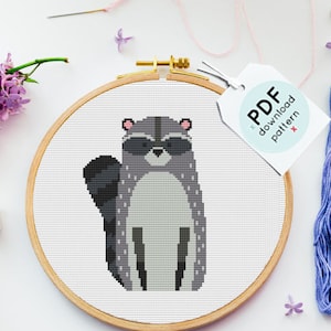 Raccoon Cross Stitch Pattern PDF