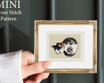 Cross stitch pattern mini, art cross stitch, Sleeping Cat Kono Barei painting, cat cross stitch chart, tiny cat stitch,small cat mini stitch