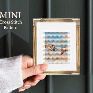 The Creation of Adam artwork MINI cross stitch Pattern PDF, small mini cross STITCH, digital download, tiny cross stitch,Michelangelo stitch