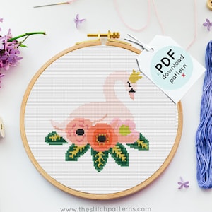 Swan cross stitch pattern, Counted Cross Stitch Pattern  Swan, cross stitch, diy, how-to, embroidery, pattern, supply,nursery swan ballerina