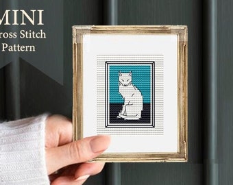 Tiny "Sitting cat", by Julie de Graag, small cross stitch pattern, art stitching, thestitchpatterns, art cross stitch,cool cross stitch, pdf