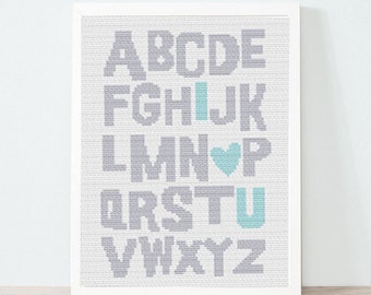 Alphabet Cross Stitch Pattern, Nursery Decor, Educational ABC Chart (PDF Download)