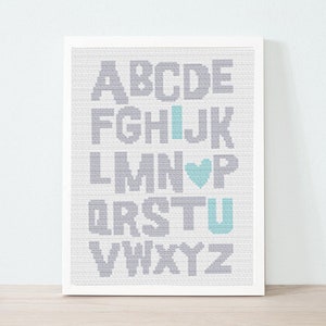 Alphabet Cross Stitch Pattern, Nursery Decor, Educational ABC Chart (PDF Download)