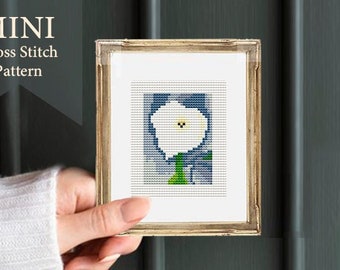 Georgia O keeffe, Calla lily on grey pattern, Counted Cross Stitch,artSmall Pattern - PDF Download, art miniature, embroidery floral, hoop