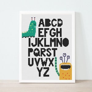 Funny monsters cross stitch pattern, counted cross stitch, Monster Wall Decor,DIY nursery decor, cross stitch PDF, cross stitch pattern baby