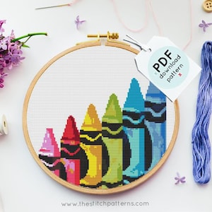 Stitching for beginners, colors cross stich, Needlepoint for Children, diy cross-stitch, DIY kids gift, Gift craft, crayons cross stitch,