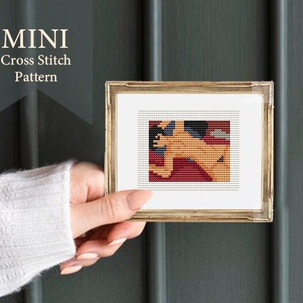 Tiny Nu Couché by Modigliani, mini art cross stitch pattern, famous painting project, miniature art cross stitch,mini embroidery,PDF Pattern