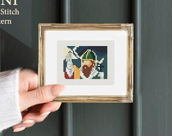 TINY  "St. Patrick", Catholic Saints cross stitch patterns, Patron of Ireland, Irish blessing cross stitch pattern, Catholic prayer art,