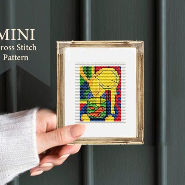 Cat with Red fish, Matisse Mini cross stitch artwork cross stitch pattern PDF,  mini art, digital pattern, mini embroidery, small stitch