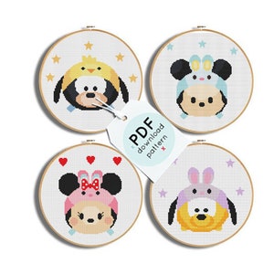 Set of 4 easter cross stitch patterns, chicken cross stitch, bunny easter cross stitch, kids cross stitch patterns, needlepoint, Xstitch art