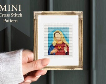 Mini "Immaculate Heart of Mary"  Catholic Cross Stitch pattern, PDF Cross Stitch Pattern, Religious PDF, small cross stitch,art stitch, tiny