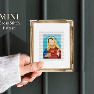 Mini "Immaculate Heart of Mary"  Catholic Cross Stitch pattern, PDF Cross Stitch Pattern, Religious PDF, small cross stitch,art stitch, tiny