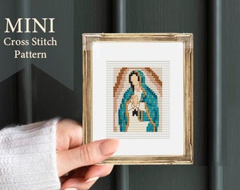 Mini "Virgin of Guadalupe",  small cross stitch patterns, catholic cross stitch, embroidery art, famous painting, pdf cross stitch, mini art