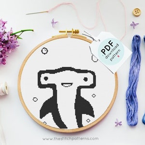 ◆はっぴリス◆ Hammer Shark Cross Stitch Pattern, PDF Pattern, Beginners