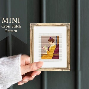 Tiny "the reader" By Jean-Honoré Fragonard, Cross stitch Pattern PDF, mini cross stitch, small mini embroidery,  wall decor, ornaments, gift