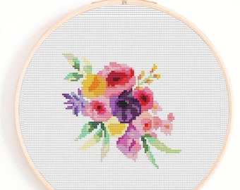 Modern Cross Stitch Pattern, home, Flowers Cross Stitch Pattern, Floral Cross Stitch Pattern,Bouquet Cross Stitch Pattern,Needlepoint Chart
